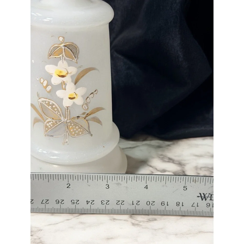 Antique Bristol White‎ Satin Glass Hand Painted Vase/Bottle 8